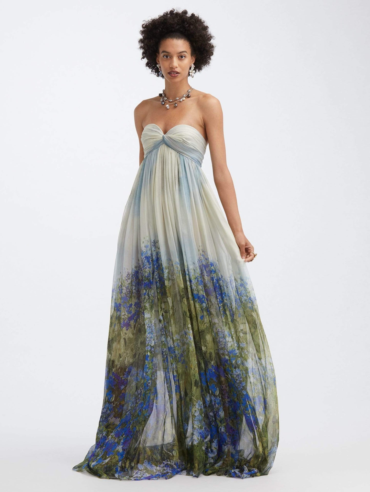 OSCAR DE LA RENTA-Twisted Bust Strapless Gown-TOP/MULT