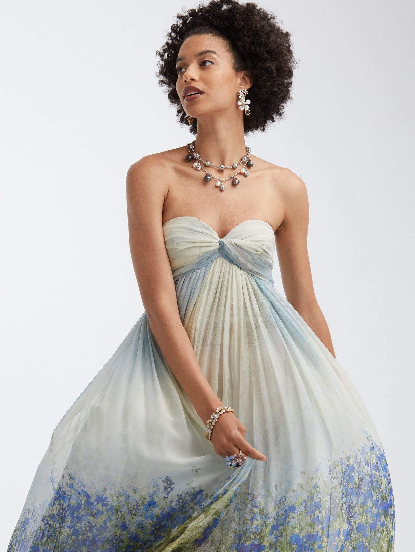 OSCAR DE LA RENTA-Twisted Bust Strapless Gown-TOP/MULT