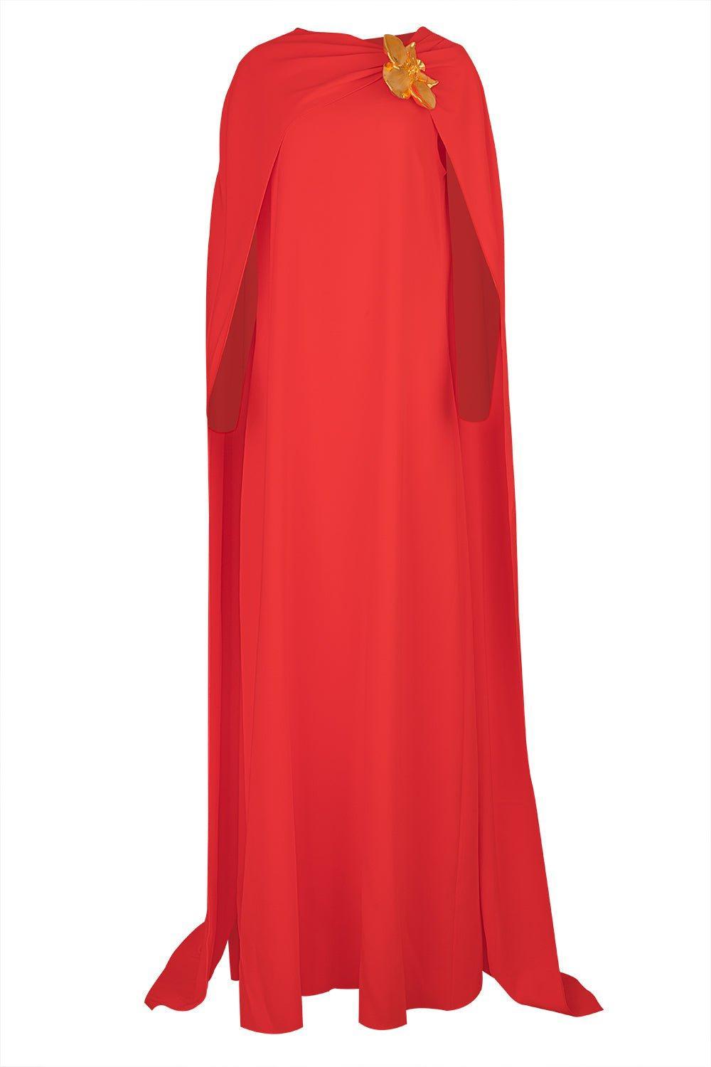 OSCAR DE LA RENTA-Orchid Pin Cape Back Caftan-