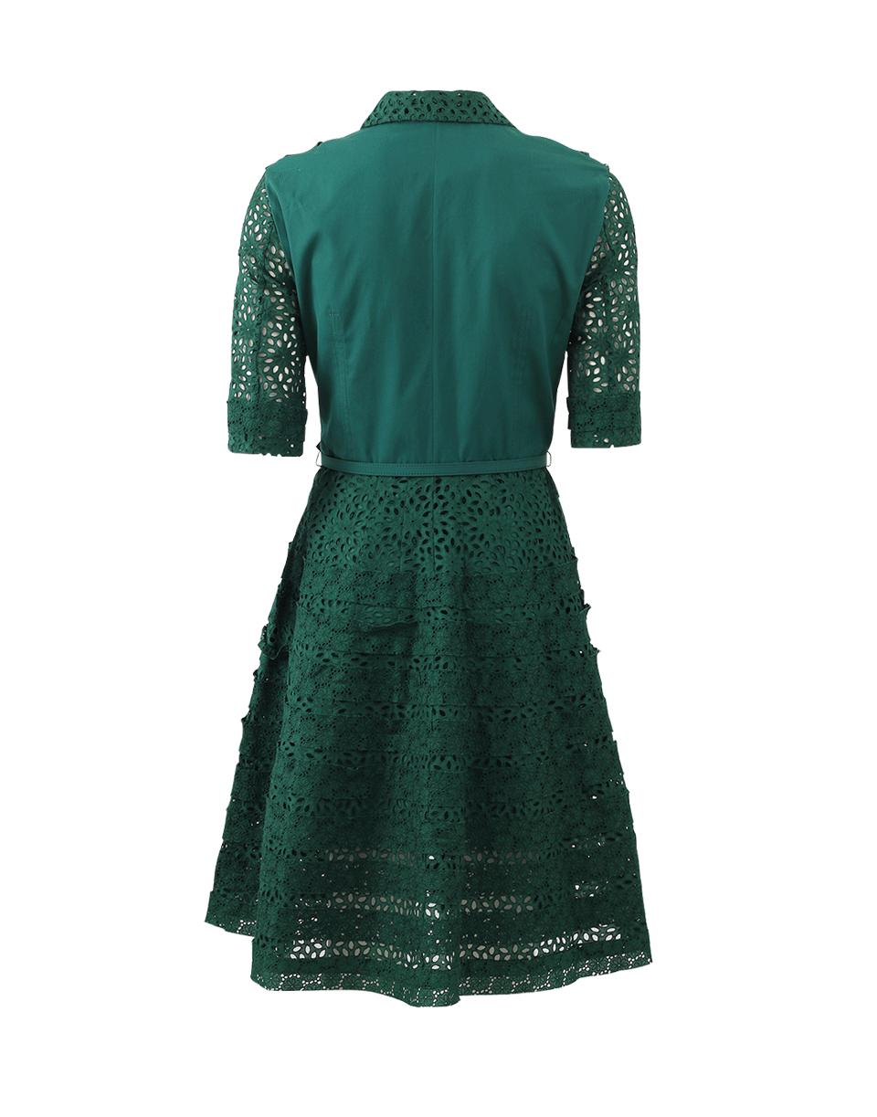 OSCAR DE LA RENTA-Eyelet And Lace Shirt Dress-