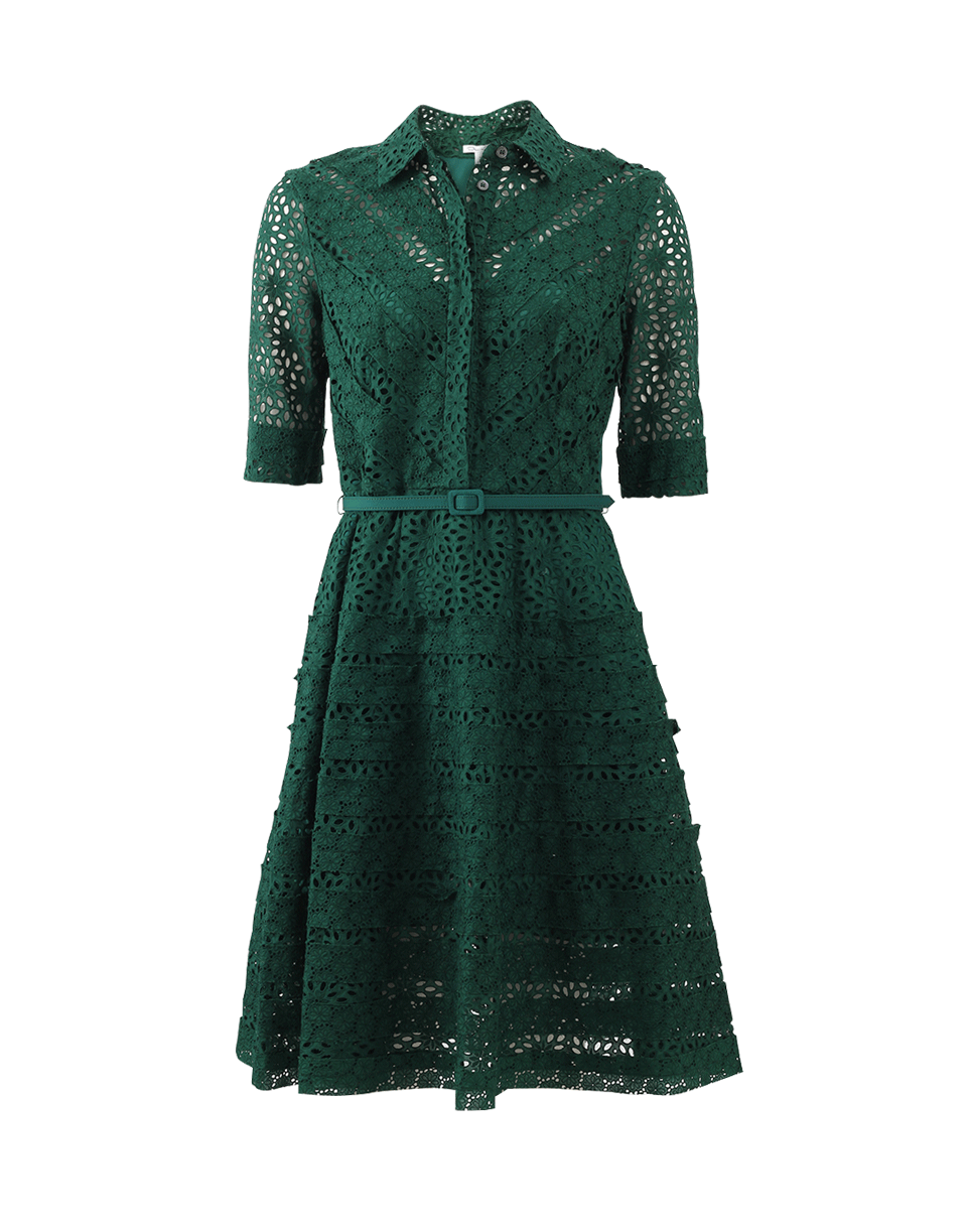 OSCAR DE LA RENTA-Eyelet And Lace Shirt Dress-
