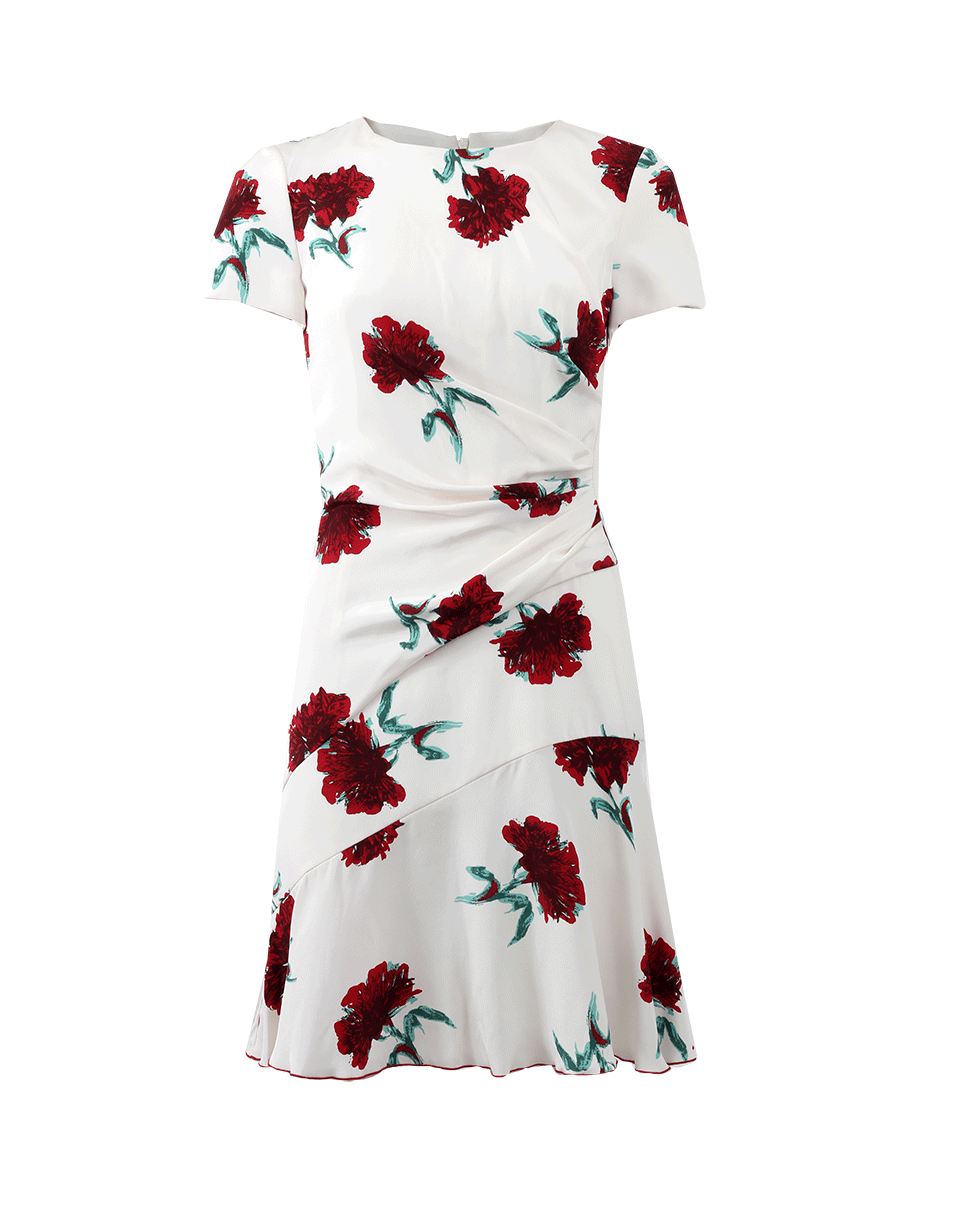 OSCAR DE LA RENTA-Gathered Waist Floral Dress-