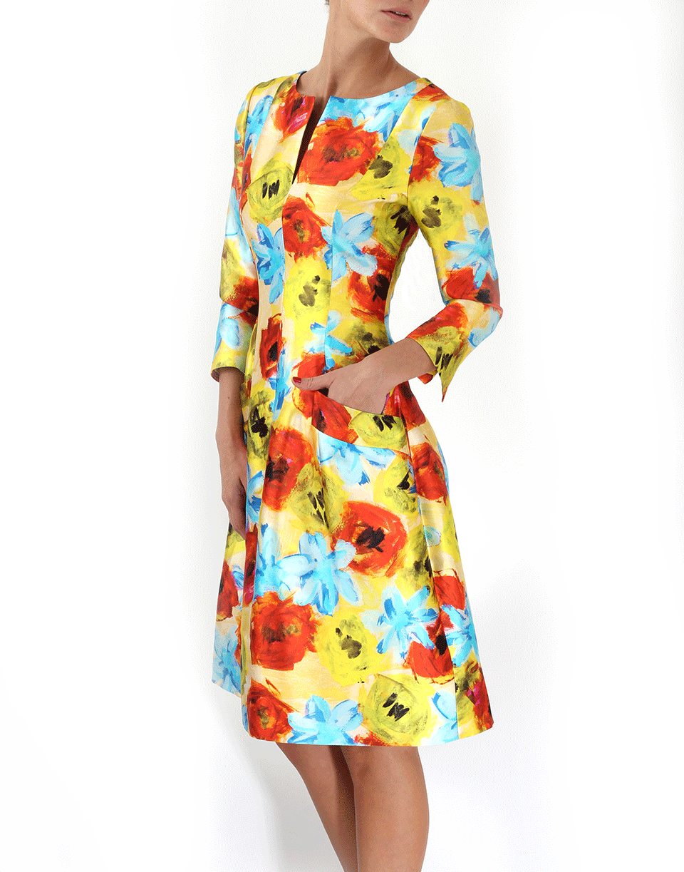 OSCAR DE LA RENTA-Floral Mikado Dress-