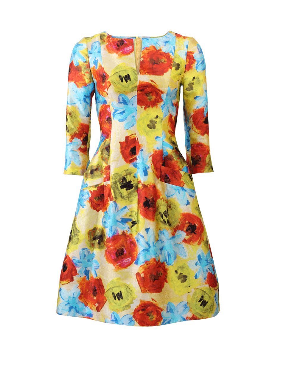 OSCAR DE LA RENTA-Floral Mikado Dress-
