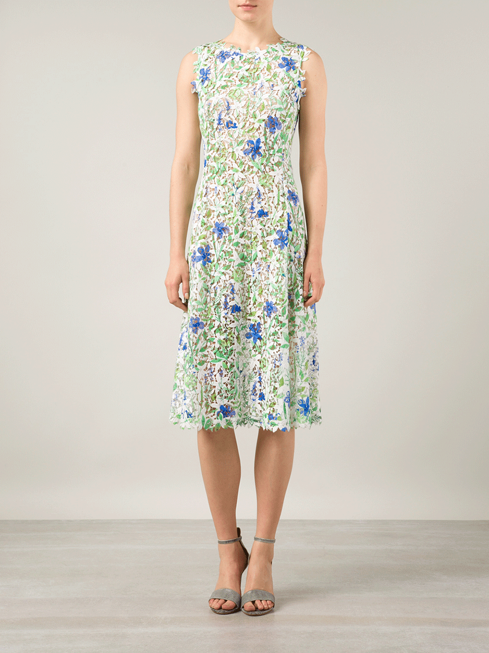 OSCAR DE LA RENTA-Floral Lace Crochet Dress-