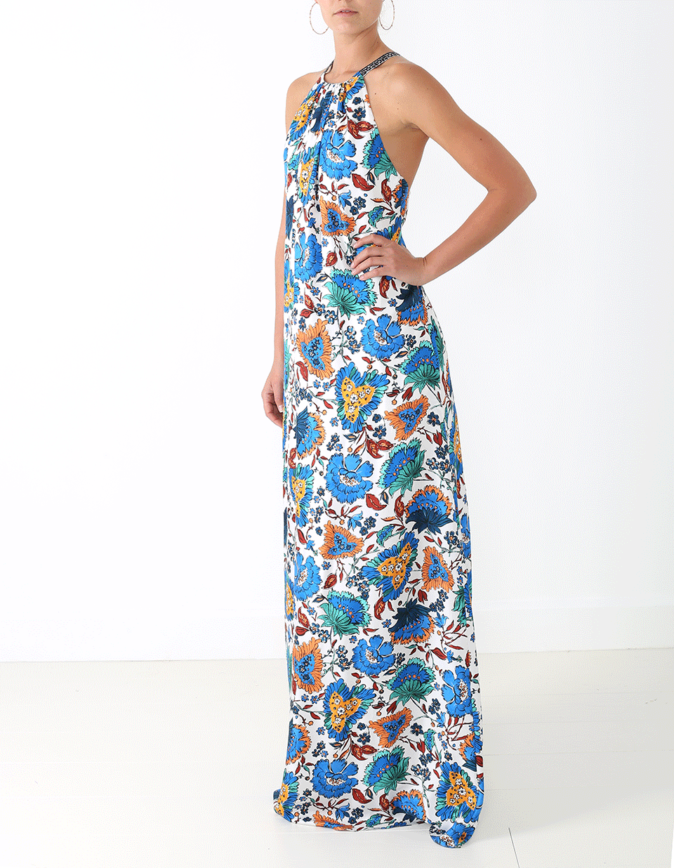 OSCAR DE LA RENTA-Print Silk Maxi Dress-WHT MULT