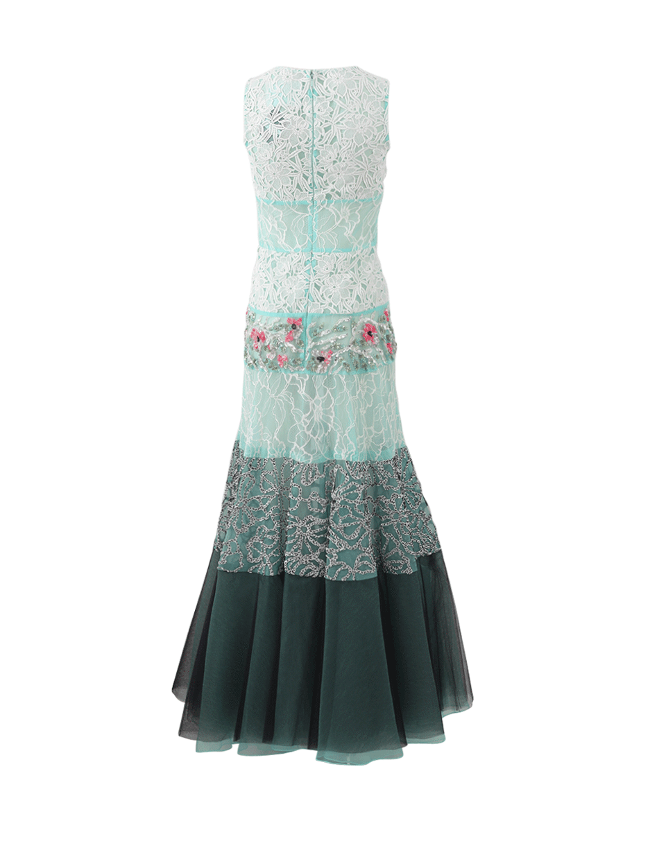 OSCAR DE LA RENTA-Lace Embroidered Gown-WHT/MULT