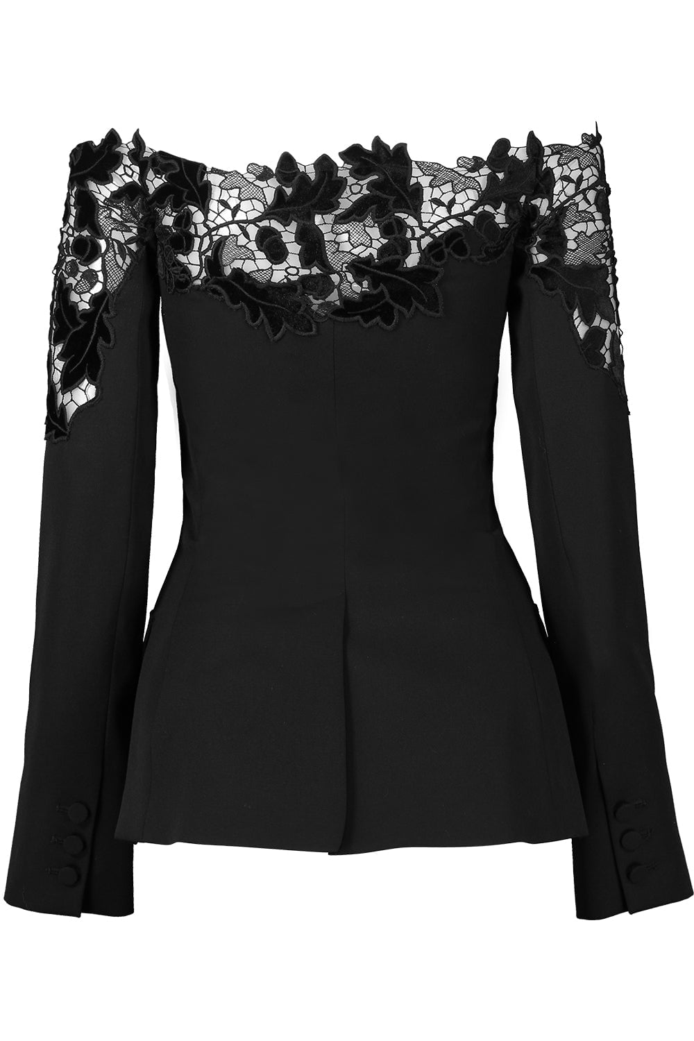 OSCAR DE LA RENTA-Off The Shoulder Lace Jacket-