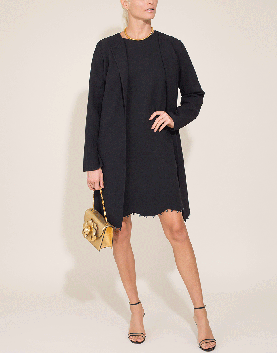 OSCAR DE LA RENTA-Black Collarless Coat-BLACK