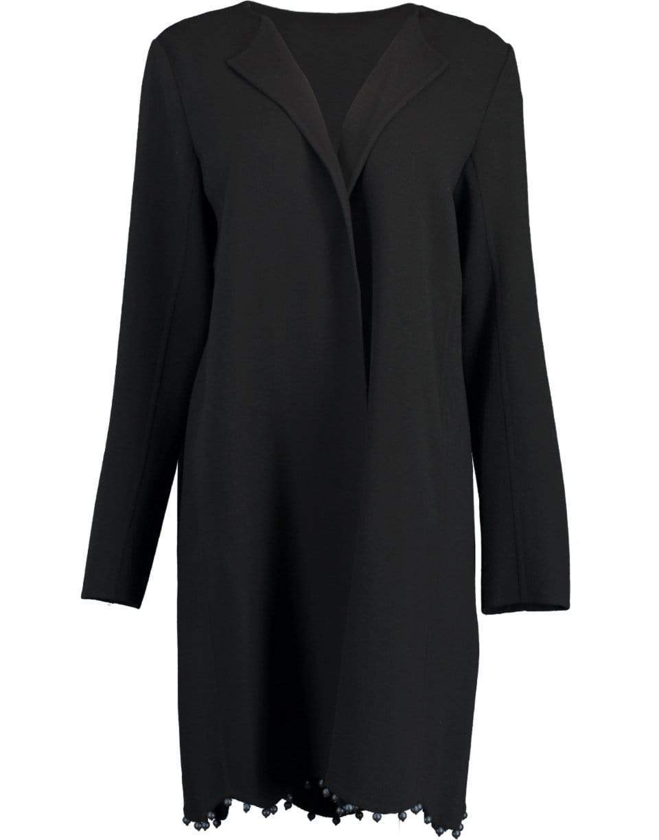 OSCAR DE LA RENTA-Black Collarless Coat-BLACK