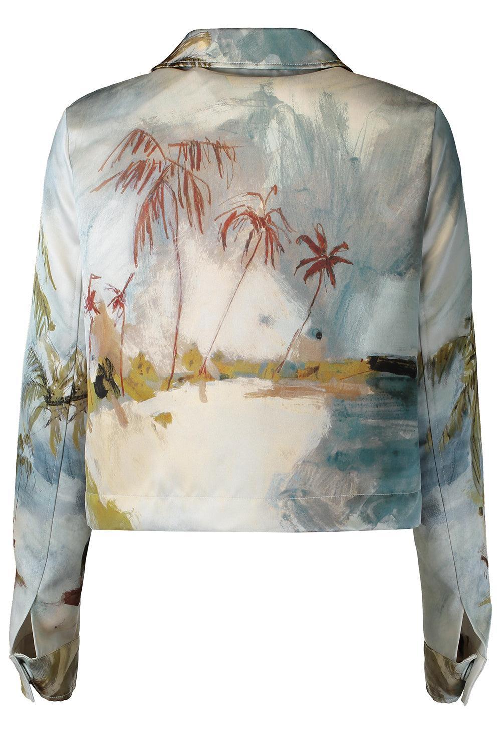 Beach Print Single Breasted Jacket-COASTAL-8-CLOTHINGJACKETCASUAL-OSCAR DE LA RENTA