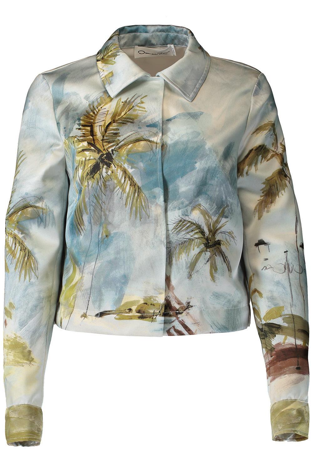 Beach Print Single Breasted Jacket-COASTAL-8-CLOTHINGJACKETCASUAL-OSCAR DE LA RENTA