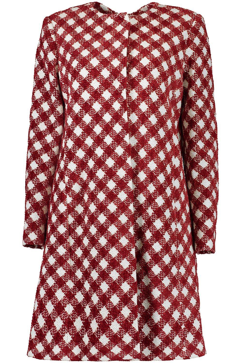 OSCAR DE LA RENTA-Three Quarter Sleeve Check Jacket-