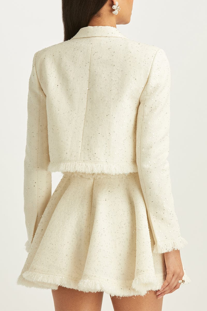 OSCAR DE LA RENTA-Sequin Boucle Cropped Jacket-