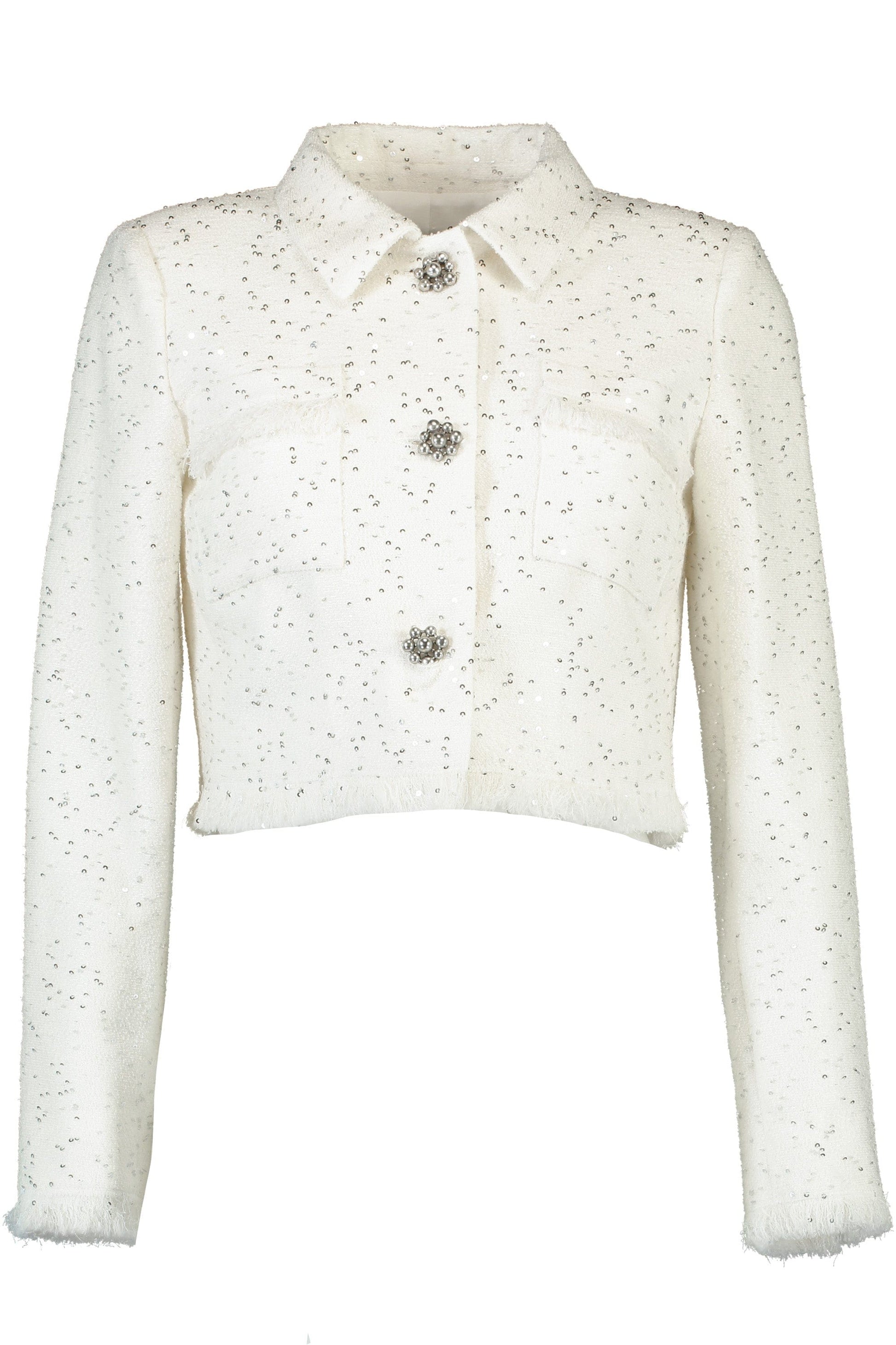 OSCAR DE LA RENTA-Sequin Boucle Cropped Jacket-