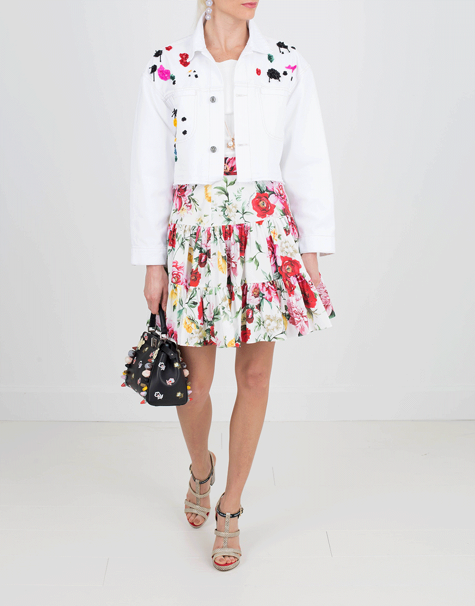 OSCAR DE LA RENTA-Paint Splatter Denim Jacket-