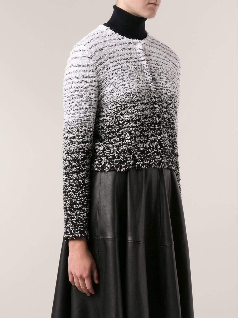 OSCAR DE LA RENTA-Jewel Neck Tweed Cardigan-