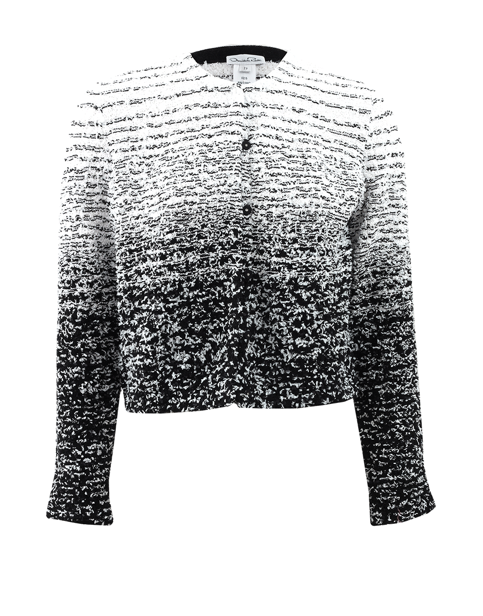 OSCAR DE LA RENTA-Jewel Neck Tweed Cardigan-
