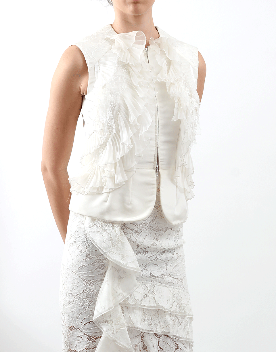 OSCAR DE LA RENTA-Faille Ruffle Front Vest-