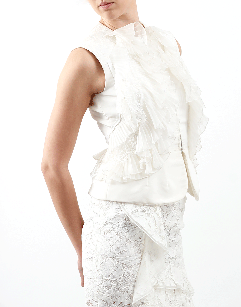 OSCAR DE LA RENTA-Faille Ruffle Front Vest-