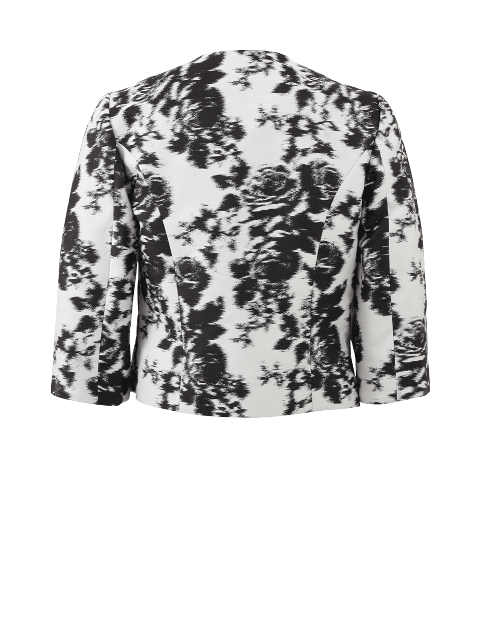 OSCAR DE LA RENTA-Floral Crop Jacket-WHT/BLK