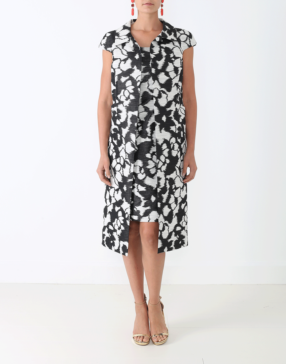 OSCAR DE LA RENTA-Floral Vest-BLK/CRM