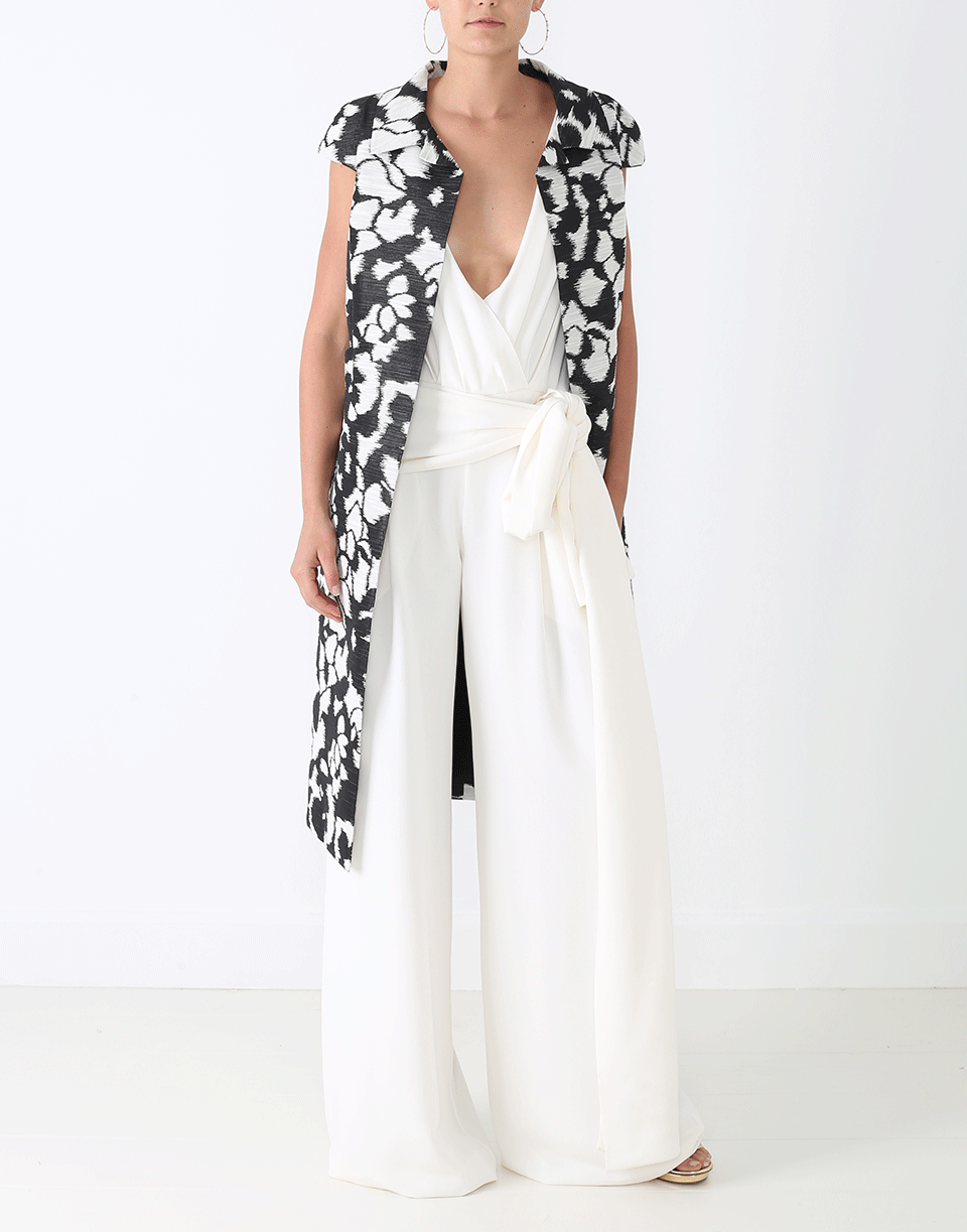 OSCAR DE LA RENTA-Floral Vest-BLK/CRM