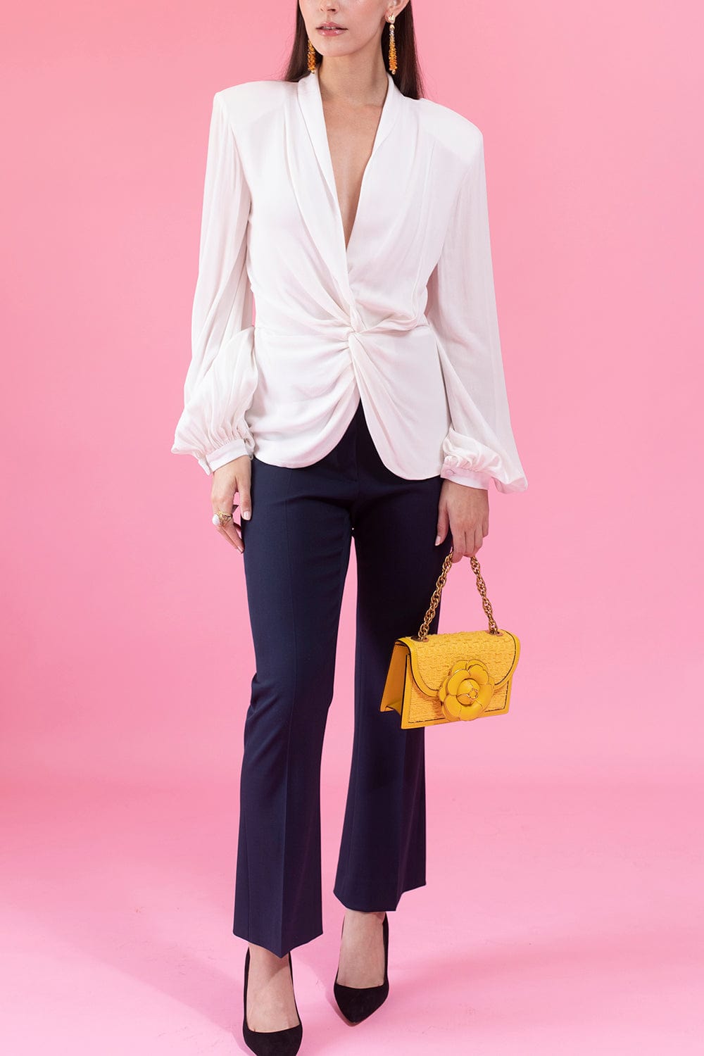 OSCAR DE LA RENTA-Navy Woven Pant-NAVY