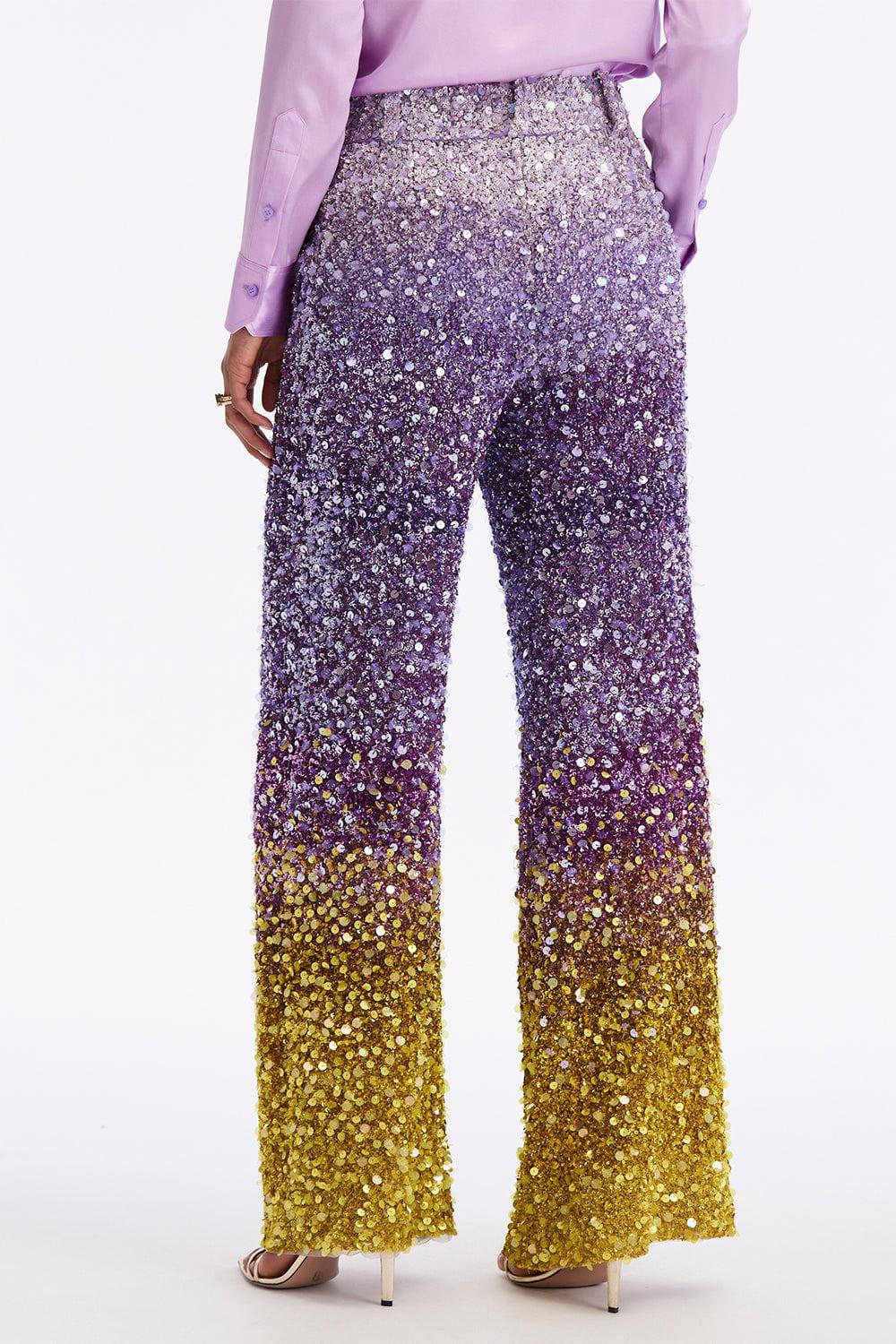 OSCAR DE LA RENTA-All Over Ombre Sequin Pant-