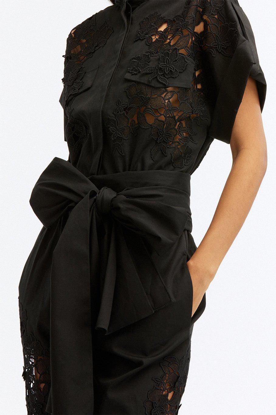 OSCAR DE LA RENTA-Guipure Inset Cotton Jumpsuit-