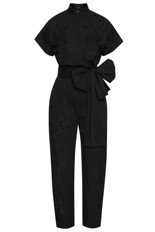 OSCAR DE LA RENTA-Guipure Inset Cotton Jumpsuit-