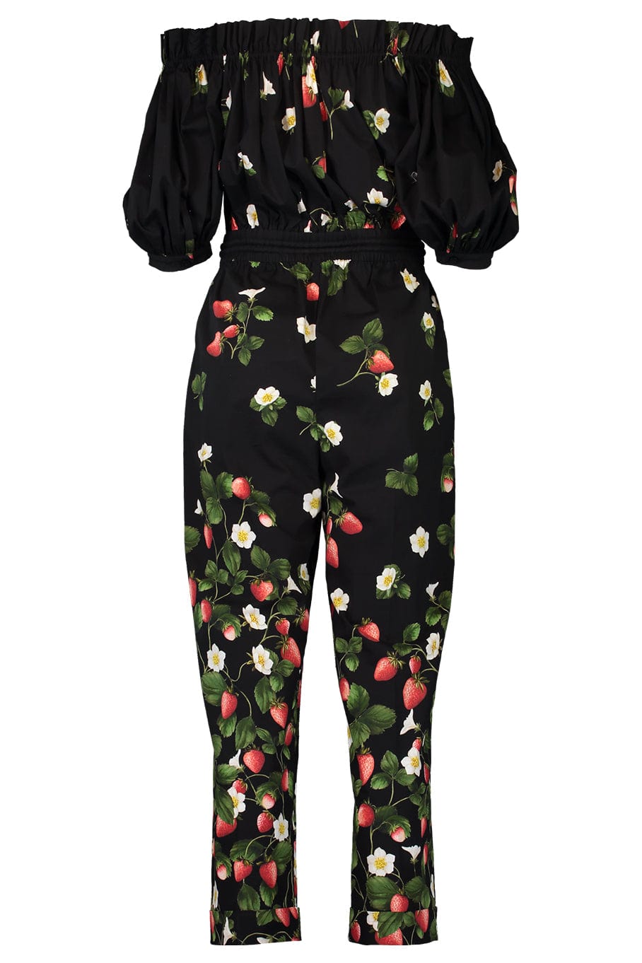 OSCAR DE LA RENTA-Off Shoulder Strawberry Jumpsuit-