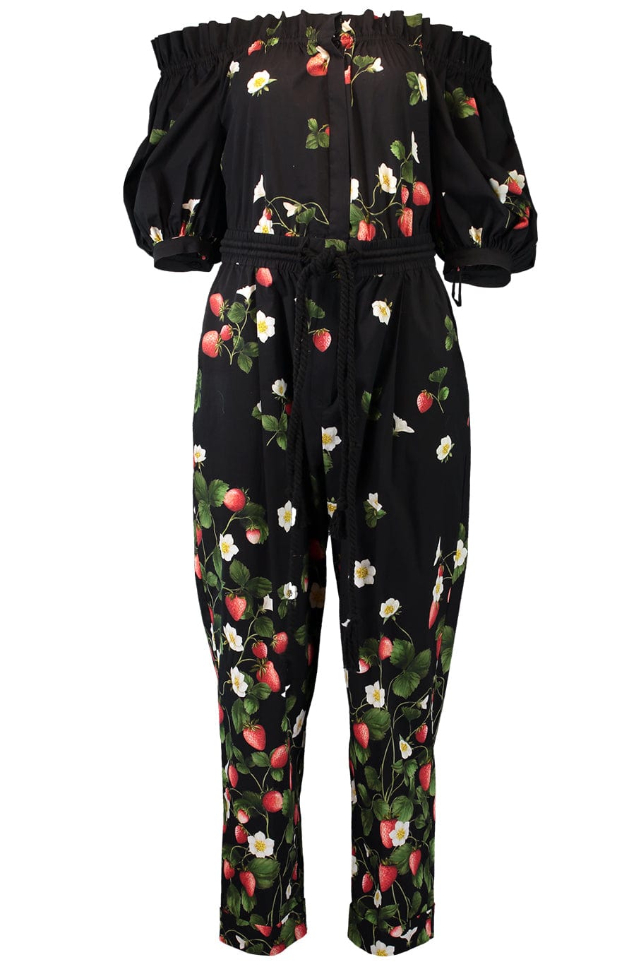 OSCAR DE LA RENTA-Off Shoulder Strawberry Jumpsuit-