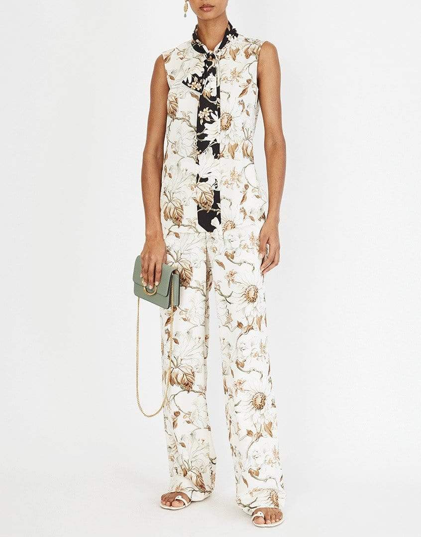 OSCAR DE LA RENTA-Ivory Printed Palazzo Pant-