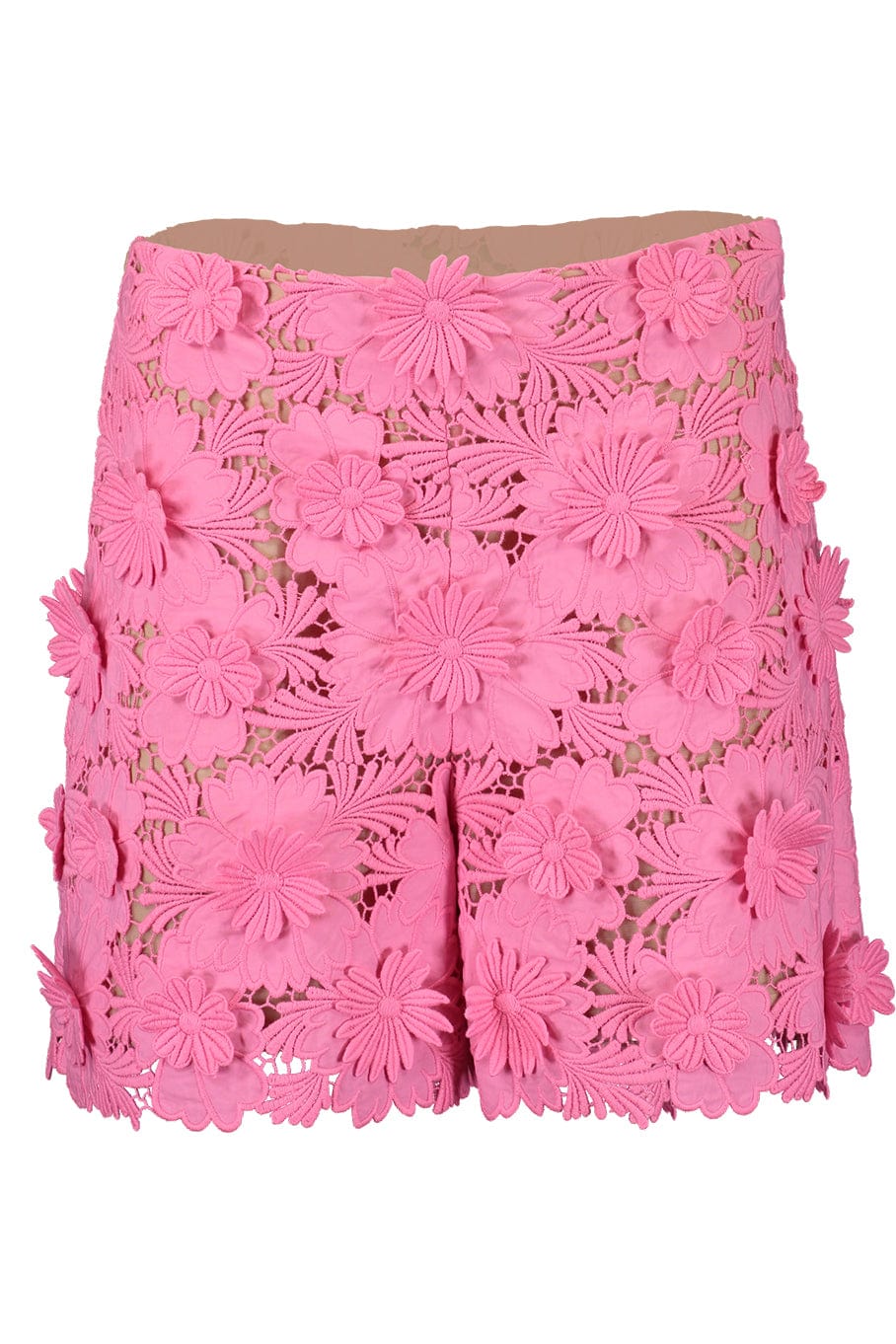 OSCAR DE LA RENTA-Cotton Floral Guipure Wide Leg Short-