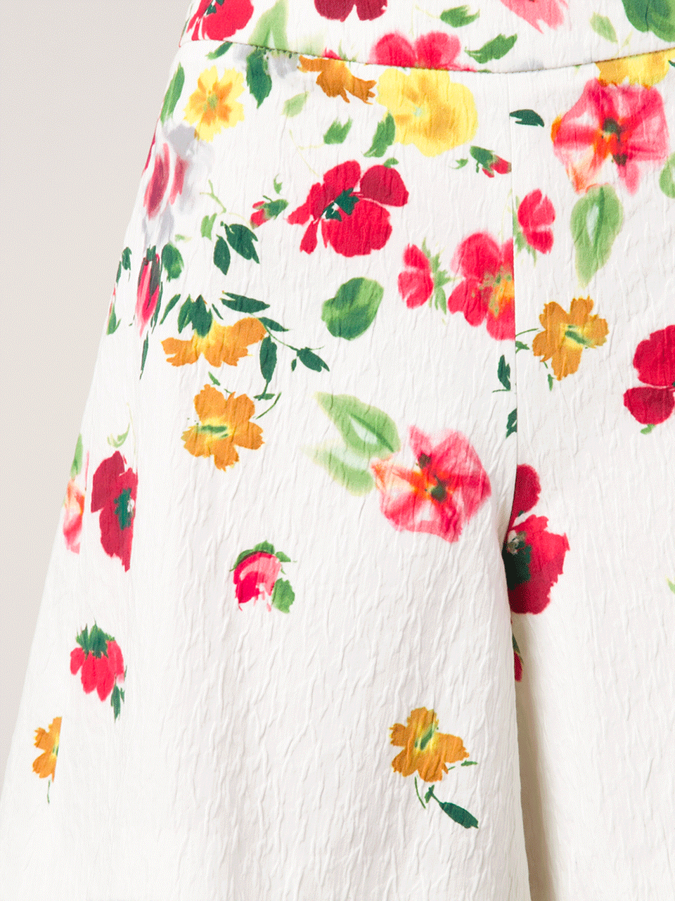 OSCAR DE LA RENTA-Floral Wide Leg Short-RED