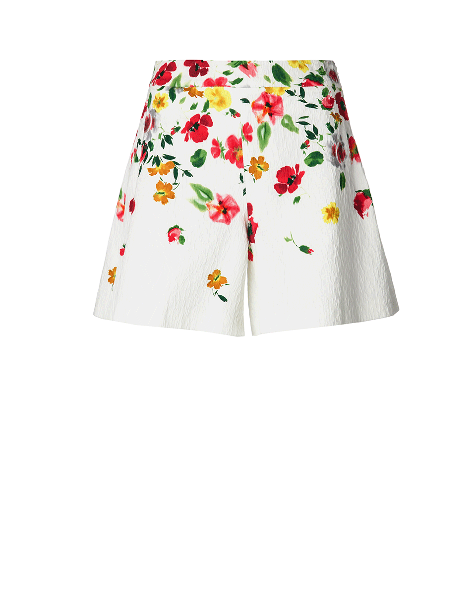 OSCAR DE LA RENTA-Floral Wide Leg Short-RED