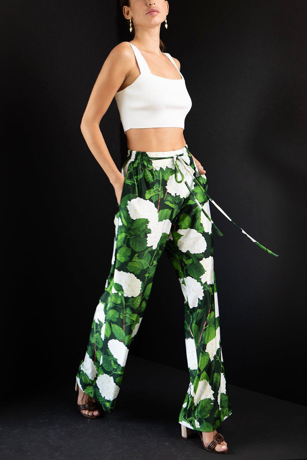OSCAR DE LA RENTA-Hydrangea Wide Leg Pant-