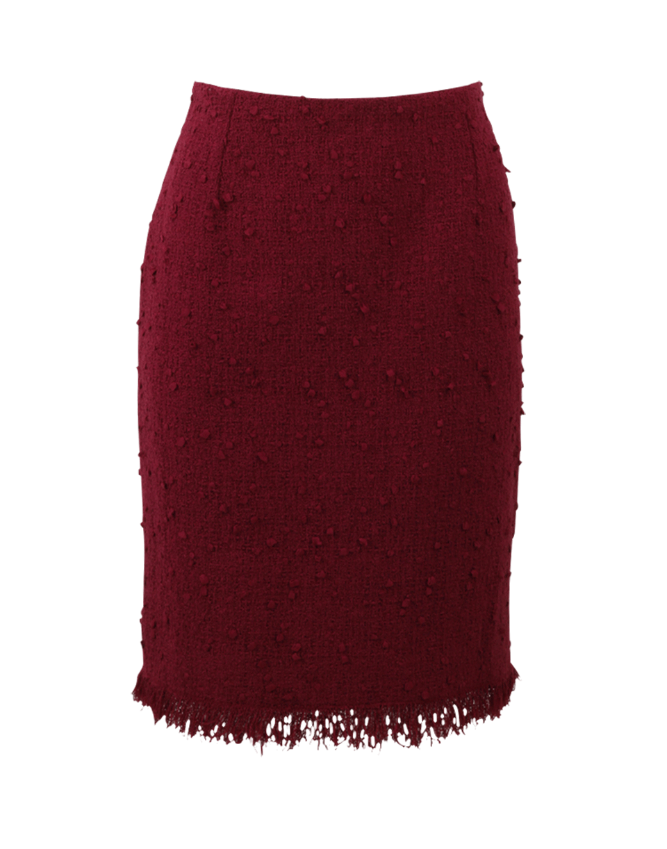 OSCAR DE LA RENTA-Fringe Tweed Pencil Skirt-