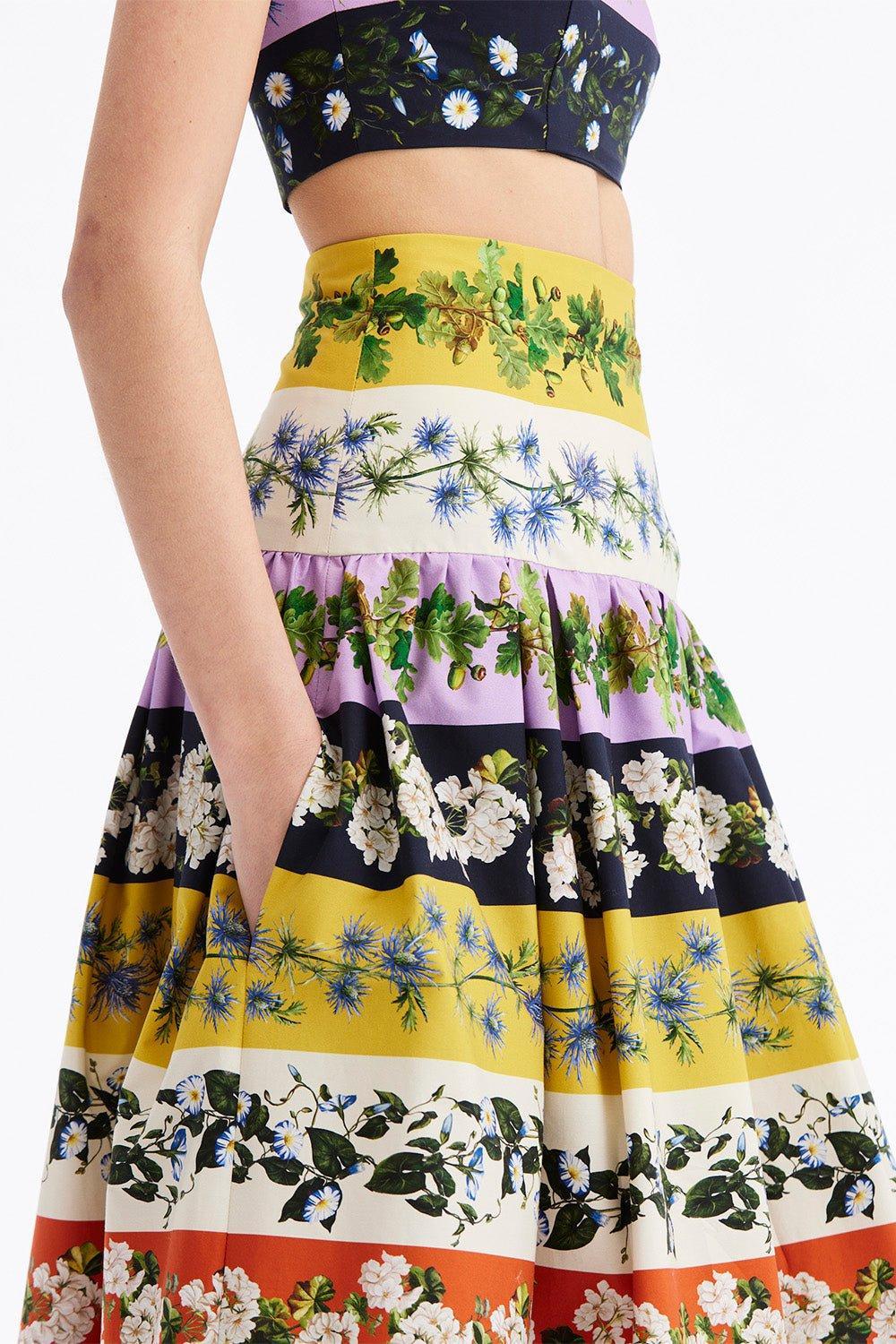 OSCAR DE LA RENTA-Stripe Full Skirt-