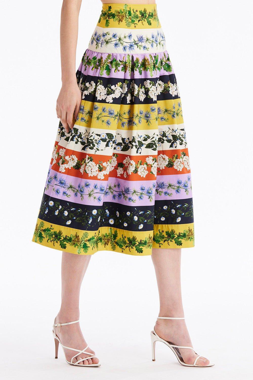 OSCAR DE LA RENTA-Stripe Full Skirt-