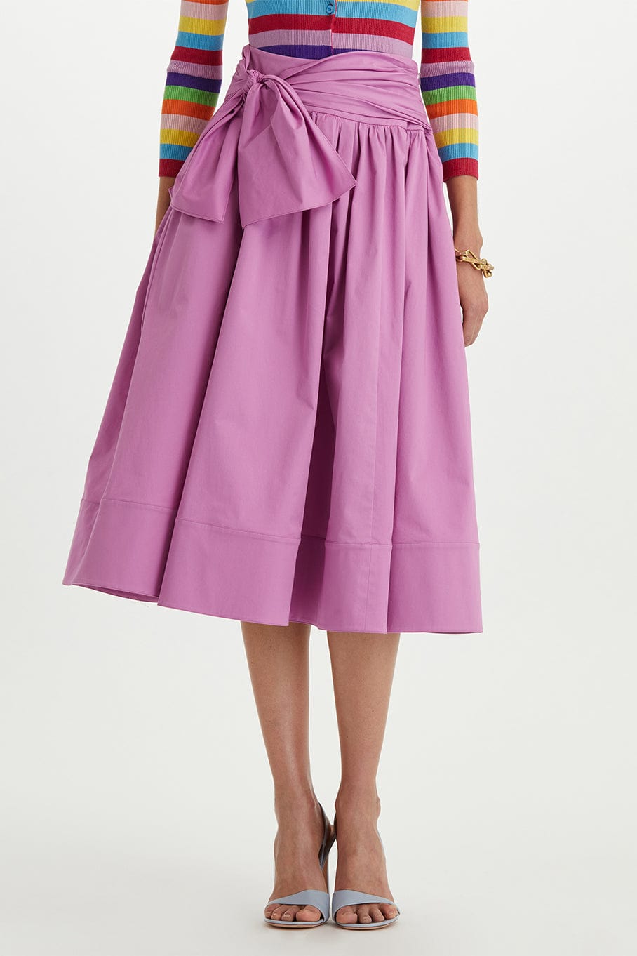 OSCAR DE LA RENTA-Full A Line Bow Detail Skirt-LILAC