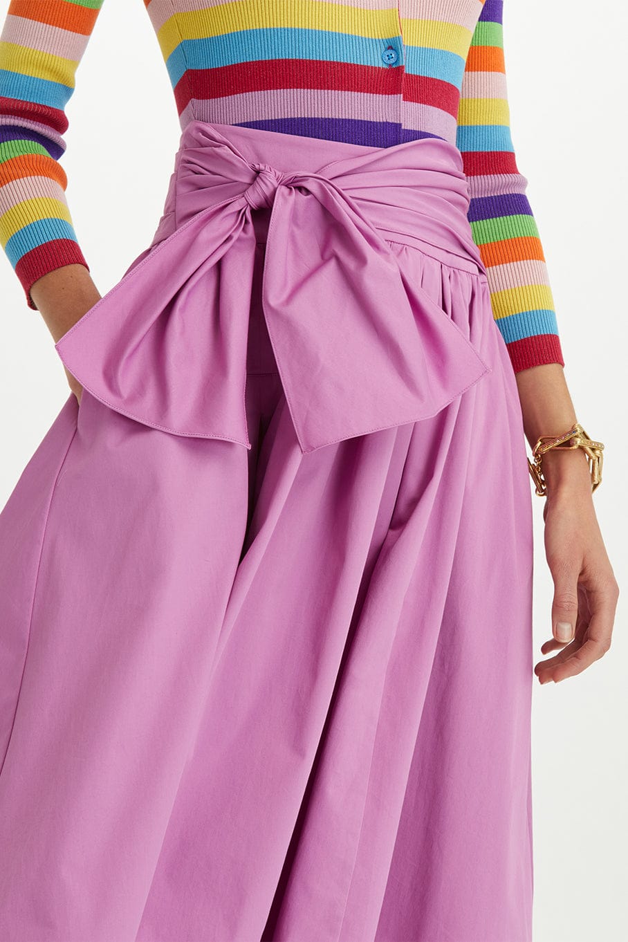 OSCAR DE LA RENTA-Full A Line Bow Detail Skirt-LILAC