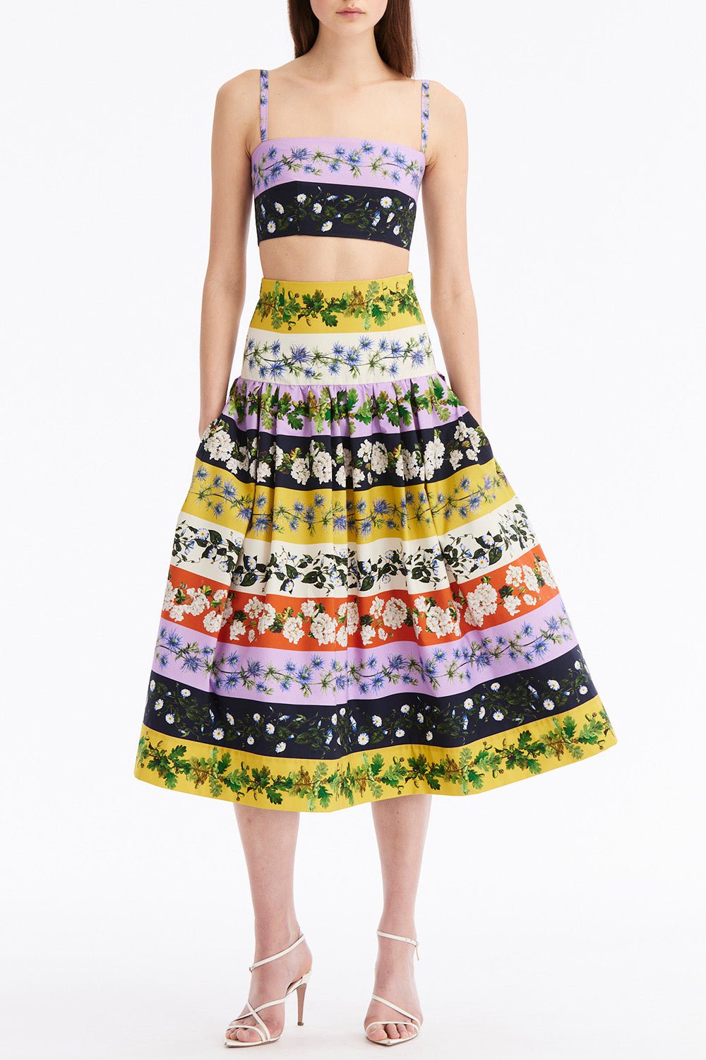 OSCAR DE LA RENTA-Stripe Full Skirt-