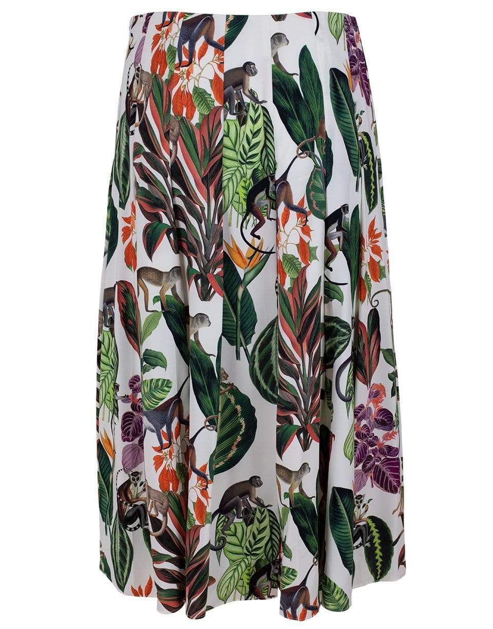 OSCAR DE LA RENTA-Stitch Down Jungle Print Skirt-WHITE