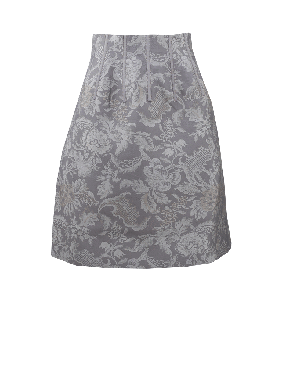 OSCAR DE LA RENTA-Floral Demask Jacquard Skirt-