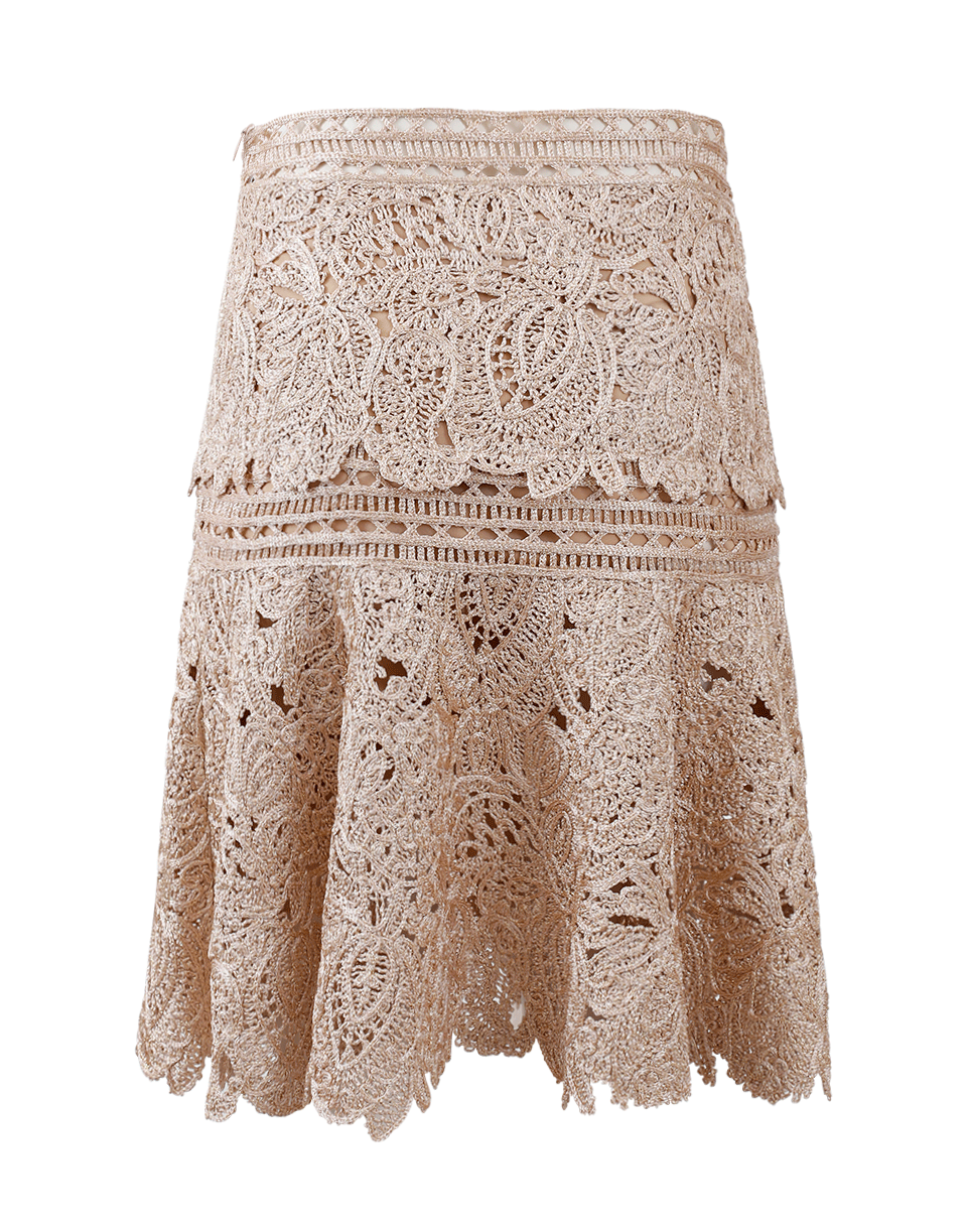 OSCAR DE LA RENTA-Lamé Birdnest Skirt-ROSE GOLD