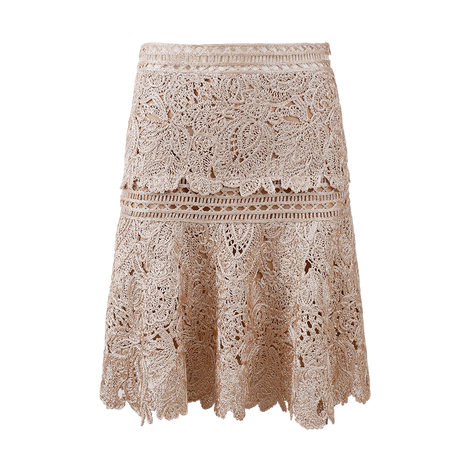 OSCAR DE LA RENTA-Lamé Birdnest Skirt-ROSE GOLD