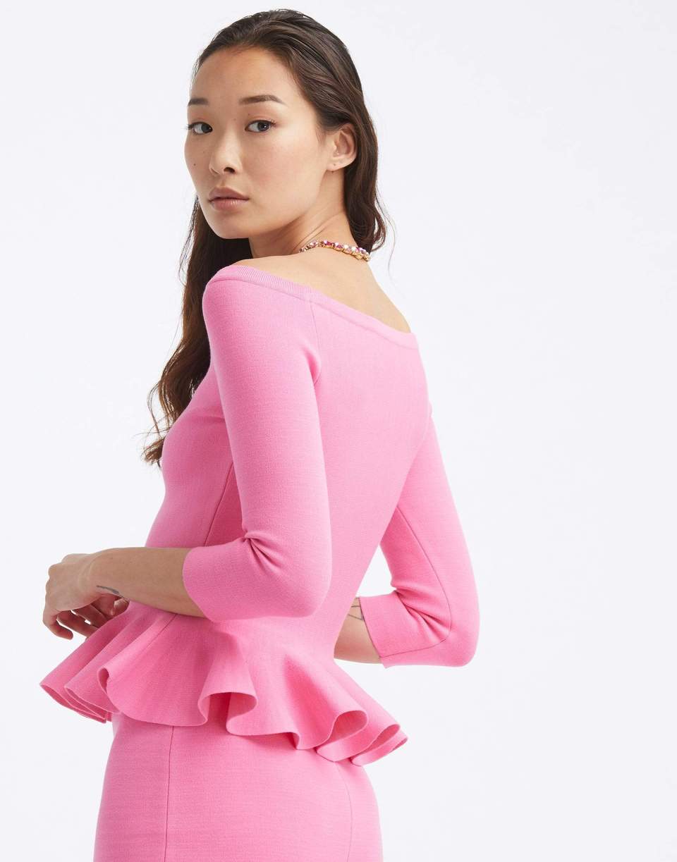 OSCAR DE LA RENTA-Off The Shoulder Peplum Top-