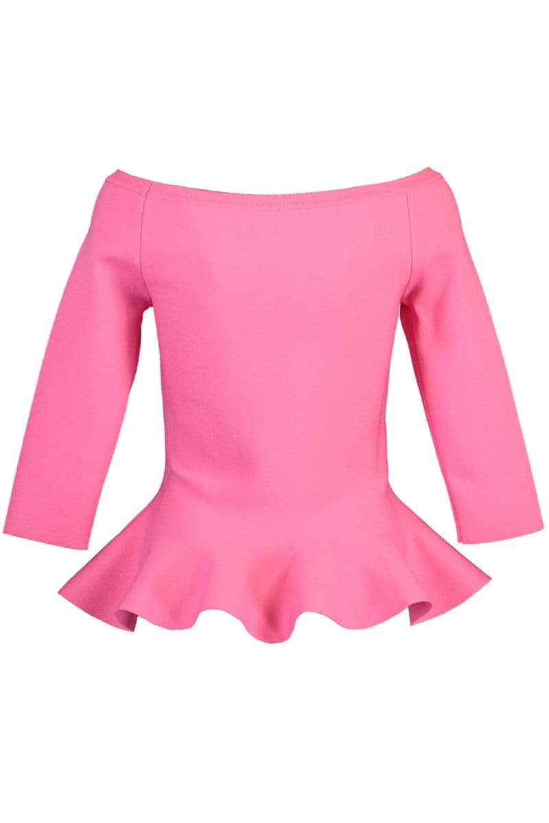 OSCAR DE LA RENTA-Off The Shoulder Peplum Top-